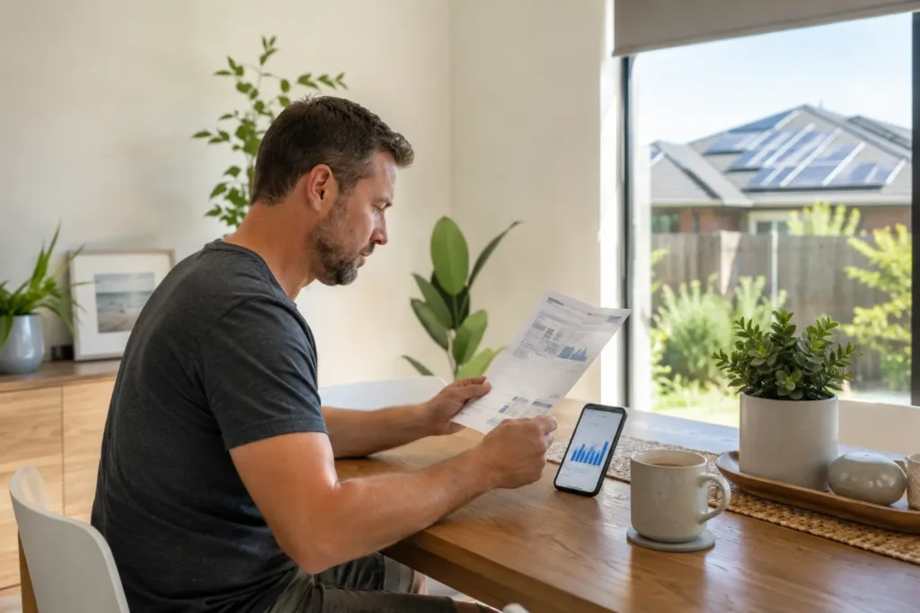 Homeowner reviewing an electricity bill